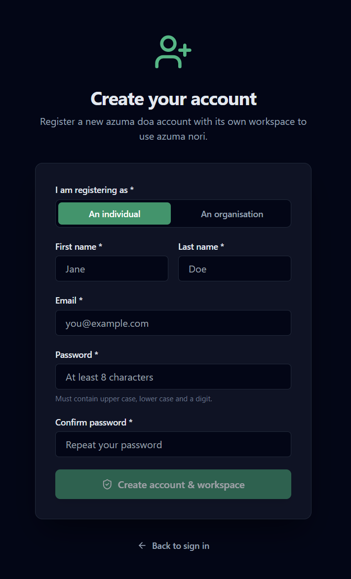 Create your account